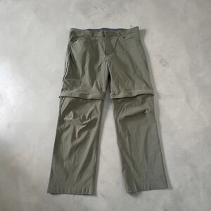 Eddie Bauer Convertible Tech Pants 40x30 Military Green Hiking Nylon Stretch
